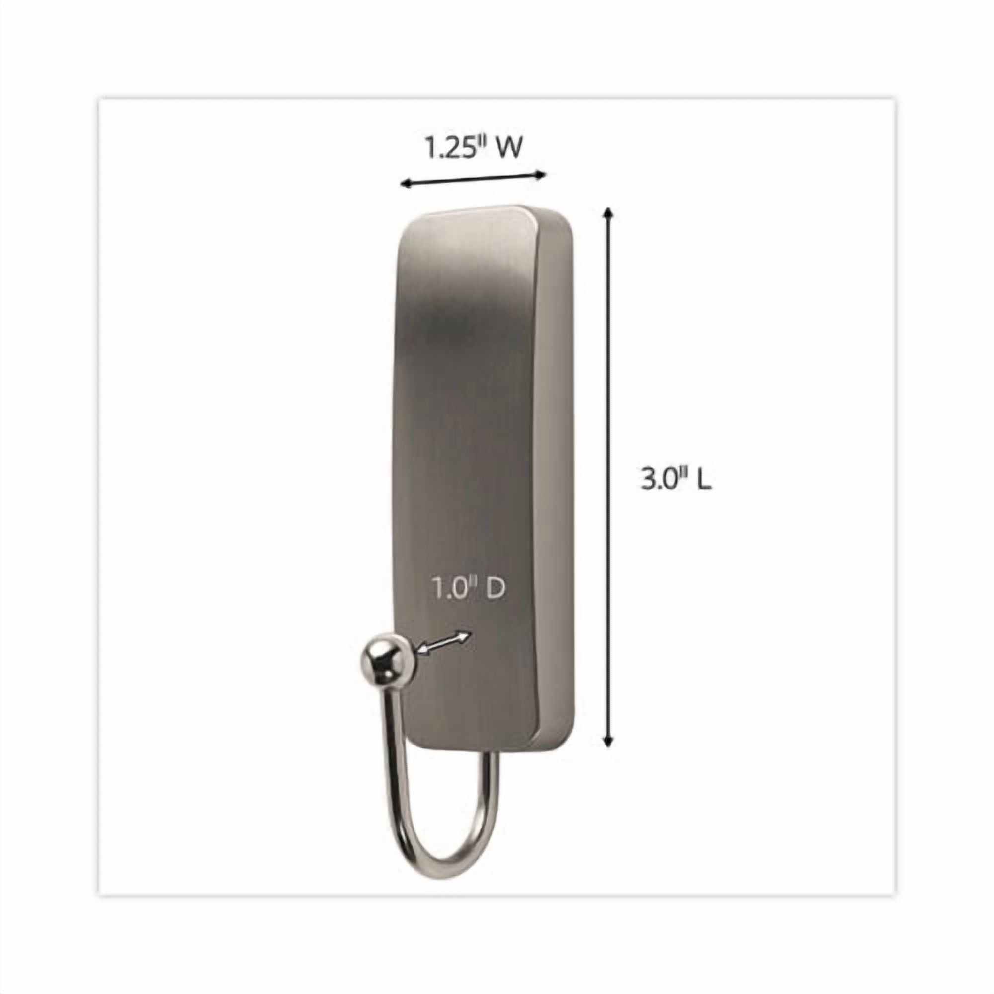 Decorative Hooks, Medium, Metal, Brushed Nickel, 3 lb Capacity, 2 Hooks and 4 Strips/Pack | Bundle of 2
