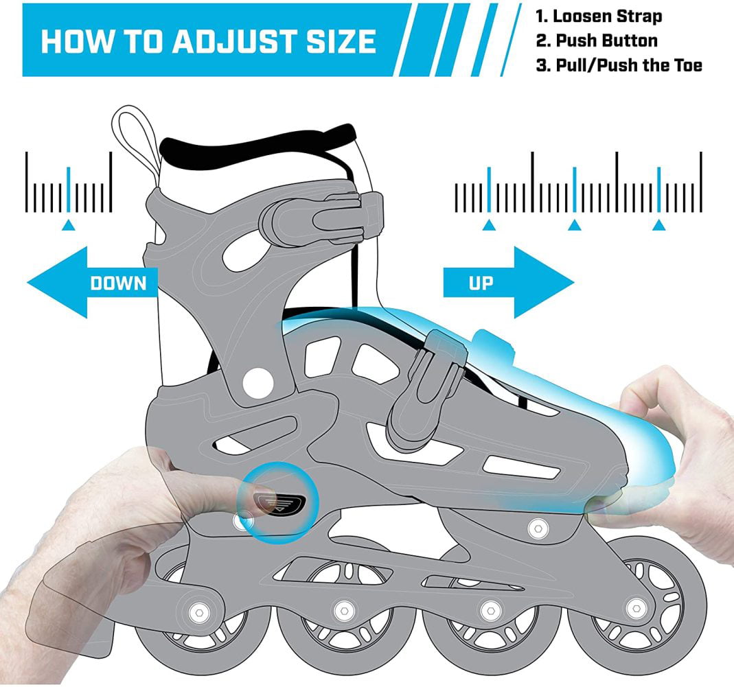 Roller Derby ION 7.2 Inline Skates with Aluminum Frames and Adjustable Sizing for Growing feet 