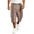 thumbnail image 3 of Hearthz Cargo Shorts for Men Wide Leg Men's Capri Pants Lightweight Gym Basketball Casual 3/4 Capri Shorts Gingham Plaid Men's Cargo Pants, 3 of 8
