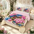 thumbnail image 2 of Erosebridal Retro Hummingbird King Size Comforter Sets,Cartoon Flower Comforters King Size,Cream Pink,Pink Reversible,3pcs,1 Comforter and 2 Pillowcases, 2 of 7