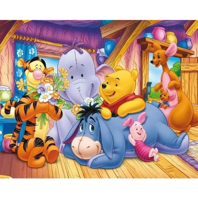 (L3450) Resina La Serie Dibujos Animados Winnie The Con Diamantes Completos 40*30CM