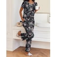 thumbnail image 2 of Ekouaer 2 Piece Womens Pajamas Short Sleeve Top and Long Pants Pjs Set Printed Sleepwear with Pocket Valentine's Day Party, 2 of 6