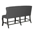 thumbnail image 4 of Cappuccino Wood Counterheight Dining Bench Upholstered with Gray Linen Fabric, 4 of 4