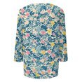 thumbnail image 3 of Bbyeadc Hawaiian 3/4 Length Sleeve T-Shirts for Women Crew Neck Shirts Breathable Tee Fashion Beach Vacation Tee,Green (XL), 3 of 5