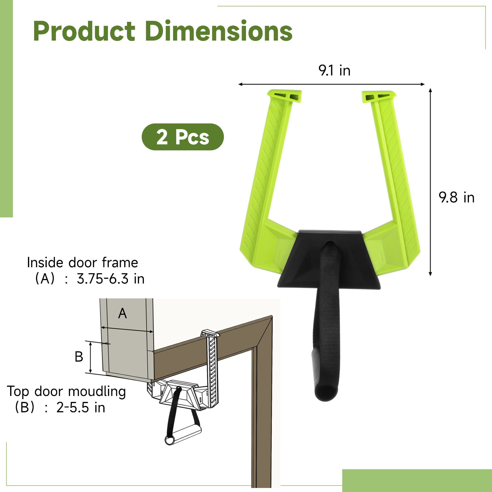 2PCS Portable Pull Up Bar for Doorway, Adjustable Doorway Home Gym System, Lightweight Travel Fitness Equipment for Home Office, Support 330lbs, No Screws Installation