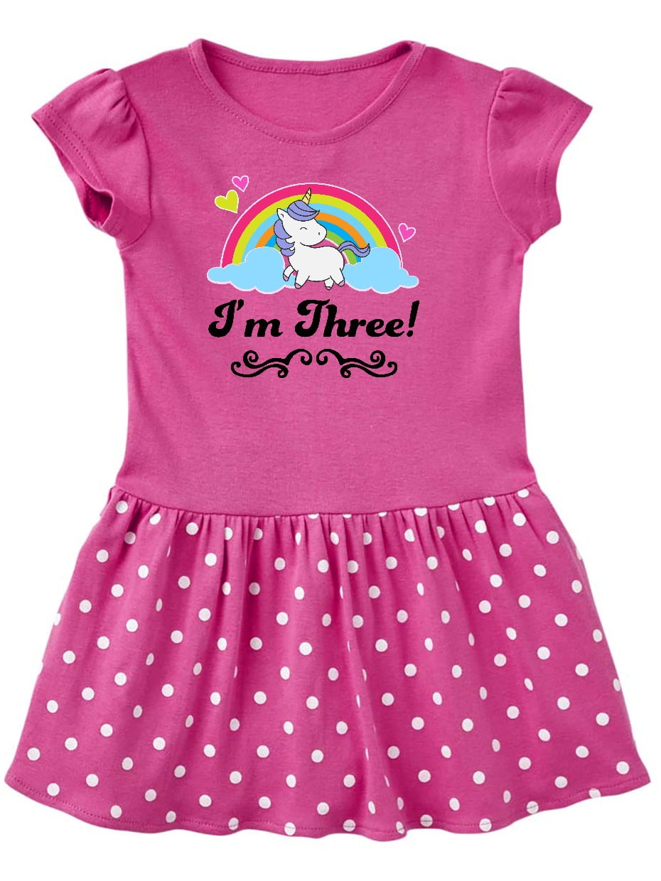 inktastic 3 Year Old Birthday for Girls Rainbow Unicorn Toddler T-Shirt