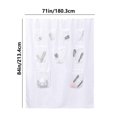 thumbnail image 3 of Joipy Long Fabric Shower Curtain with 9 Mesh Storage Pockets Water Repellent Odorless Washable Design with Grommets Heavy Duty Bathroom Organizer (1Pc 71"x84"), 3 of 7