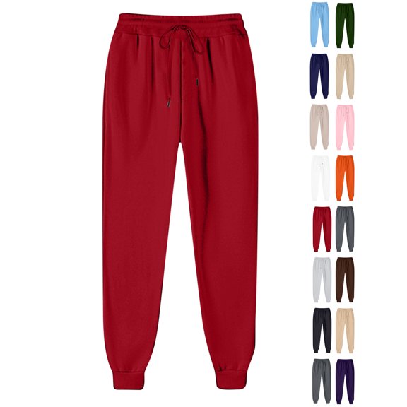 Chiccall Women's Sweatpants Fleece Casual Workout Gym Pants with Drawstring Elastic Waist Baggy Lounge Joggers with Elastic Bottom No Pockets