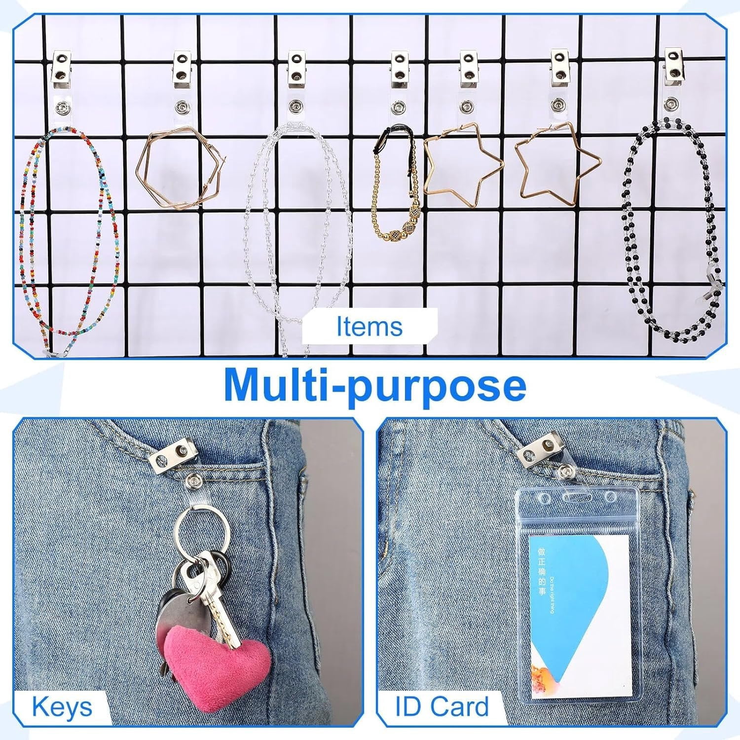 400 Pack Metal Badge Clips with PVC Straps Double Hole ID Badge Clips for Name Tag ID Cards Holders, Office Supplies()