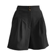 thumbnail image 4 of Lroveb High Waisted Shorts for Women Womens Shorts Casual Summer 2024 Trendy Elastic Back Wide Leg With Pockets Knee Length Pleated Black, 4 of 7