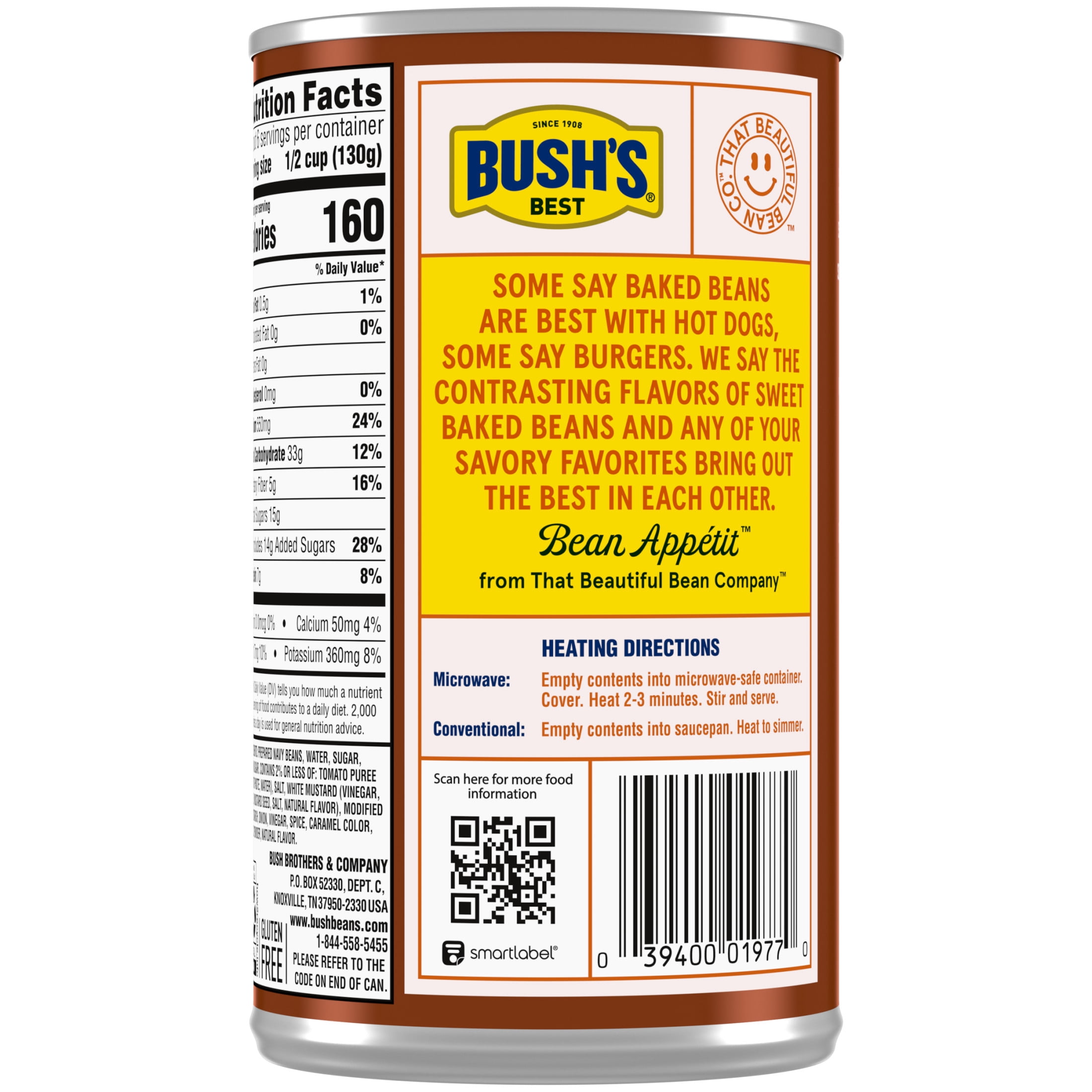 Bush's Brown Sugar Hickory Baked Beans, Canned Beans, 28 oz Can