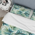 thumbnail image 4 of Designart "Seaside Leaf Symphony II" Green Tropical Bedding Covert Set - Tropical Bed Set With 2 Shams, 4 of 5