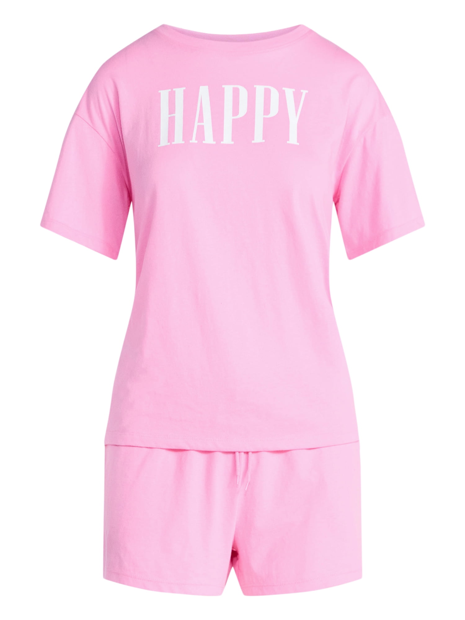 Joyspun Women's Short Sleeve Top and Shorts Pajama Set, 2-Piece, Sizes XS-3X