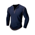 thumbnail image 3 of KelaJuan Men's Henley Shirts Casual Long Sleeve Contrast Stitch Button Front T-Shirts Lightweight Fall Tops, 3 of 6