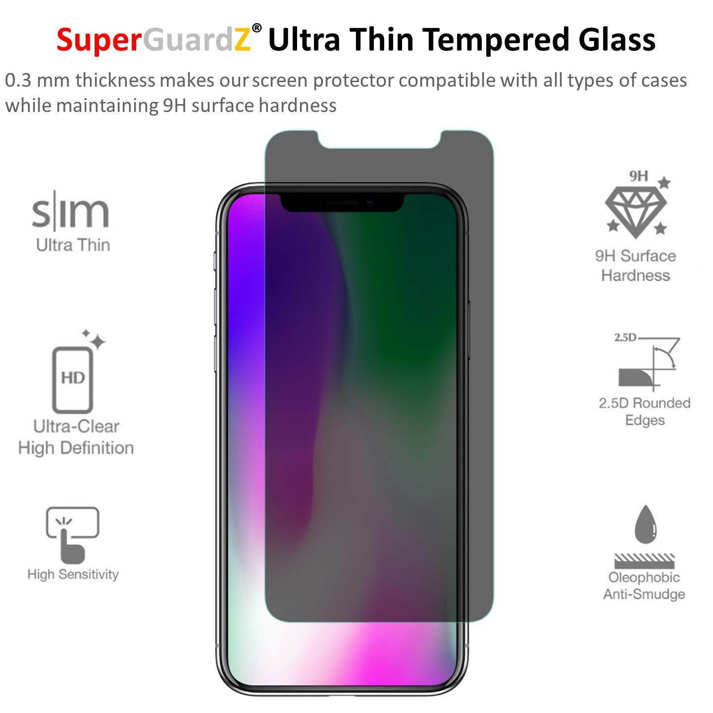For iPhone 11 / iPhone XR SuperGuardZ Privacy AntiSpy Tempered Glass Screen Protector, 9H
