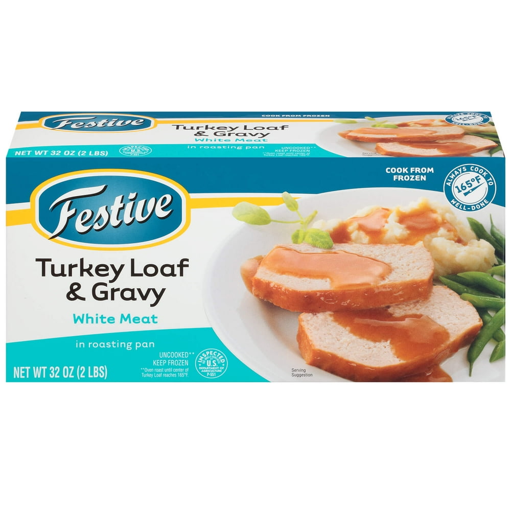 Festive White Meat Turkey Loaf And Gravy In Roasting Pan 32 Ounce