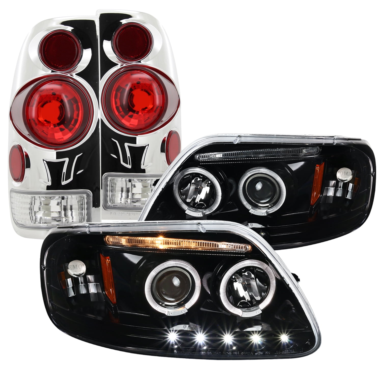 Clear LED Halo Projector Headlights For 2000-2005 Toyota Celica - Pair L+R