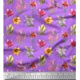 thumbnail image 1 of Soimoi Purple Silk Fabric Lily & Lotus Floral Print Fabric by the Yard 42 Inch Wide, 1 of 3