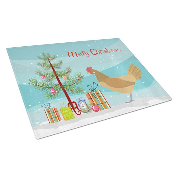 Caroline's Treasures Frisian Friesian Chicken Christmas Glass Cutting Board Large