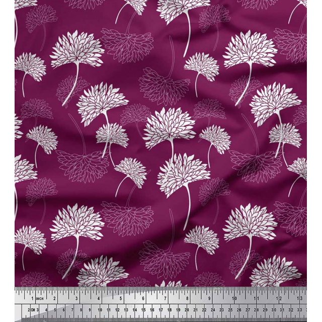 Soimoi Rayon Fabric Flower Artistic Print Sewing Fabric Yard 56 Inch Wide