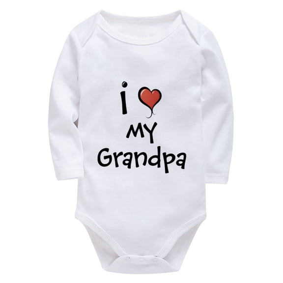 I Love My Grandpa Clothing New Born Long Sleeve Girls White Bodysuit White 6 Month Boy Romper