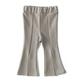 thumbnail image 3 of MAIHAN Girls Korean Style Flared Pants,Front Slit Casual Trousers Autumn Fashion for Toddlers Kids(Beige,4-5 Years), 3 of 5