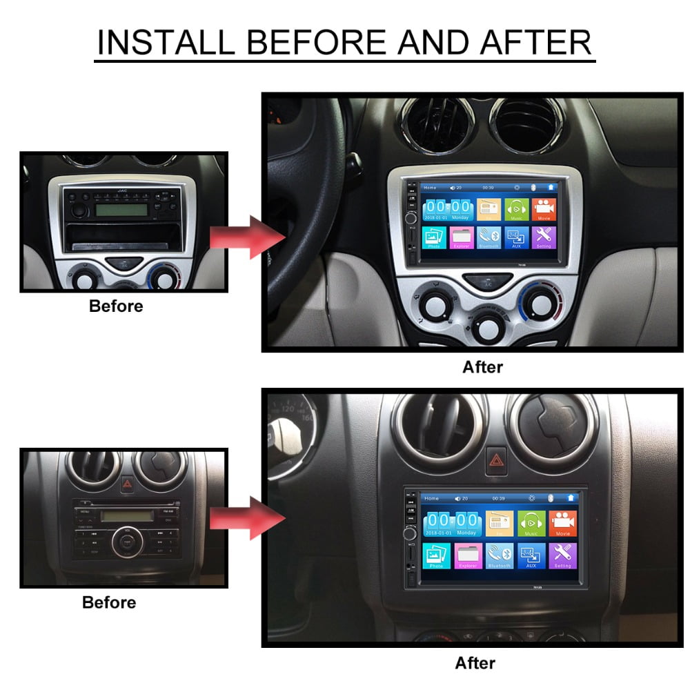 Polarlander Double DIN Car Stereo Touch Screen with Bluetooth FM Radio MP5/4/3 Player Car Audio Receiver Android Mirror Link USB/SD/AUX Hands Free Calling