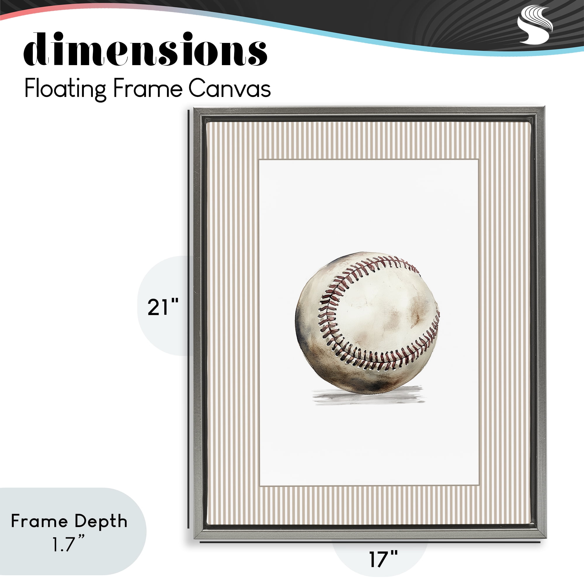 Stupell Industries Vintage Sports Baseball Gray Framed Floater Canvas Wall Art, design by Christine Simpson Art