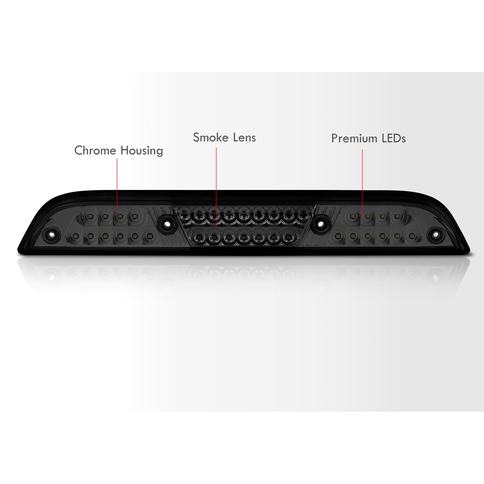 AJP Distributors Smoke LED Third 3RD Brake Light Cargo Roof Center High Mount Tail Lamp Compatible/Replacement For Ford F150 F250 F350 F450 Ranger Maverick 2015 2016 2017 2018 2019 2020 2021 2022 2023