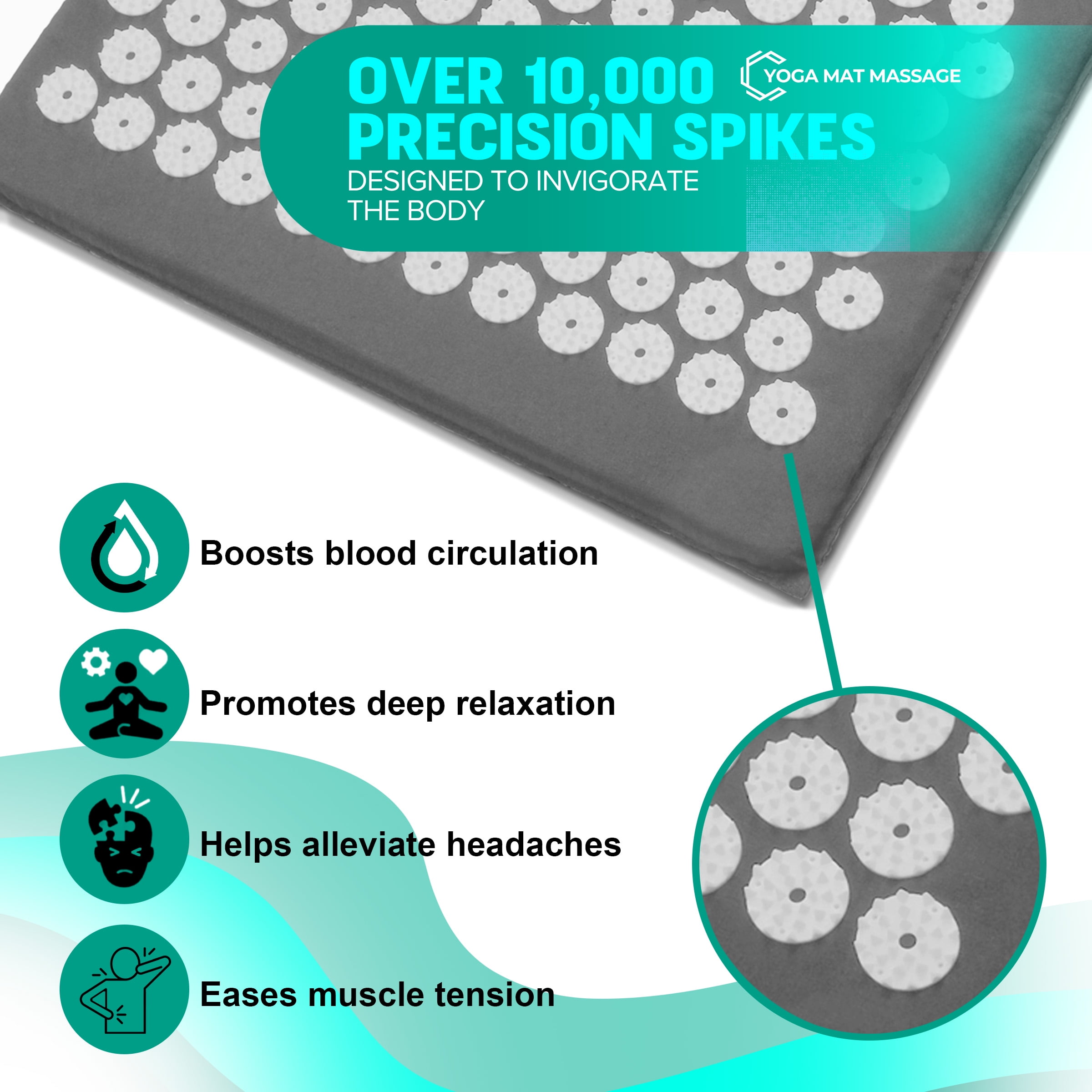 Sivan Health and Fitness Acupressure Mat and Pillow Set - Grounding Mat for Stress, Back & Neck Pain - Acupuncture Point Massage Mat for Muscle Relaxation, Sciatica, & Meditation - Includes Carry Bag