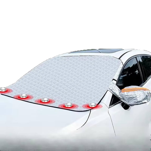 Aluminum Foil Cotton Windscreen Snow Cover, Winter Car Frost Protector, Windshield Guard Magnetic Edges Shield, Windshield Snow Protector for