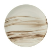 Gibson Home Cloudlight 12 Piece Plates and Bowls Dishes Brown and White - Decorated Porcelain Ceramic Dinnerware Set - Service for 4