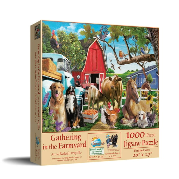 SUNSOUT INC - Gathering in the Farmyard - 1000 pc Jigsaw Puzzle by Artist: Rafael Trujillo - Finished Size 20" x 27" - MPN# 42255