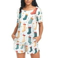 thumbnail image 4 of joogoo Women's Pajama Set Christmas Socks Short Sleepwear Loungewear with Pockets L, 4 of 7