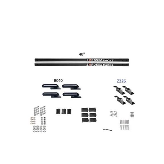 8007670BK 40 in. Crossbars Solid Bars, Textured Black - 1.76 in. Rails