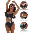 thumbnail image 6 of SOMER Women's Bikini Sets Two Piece Swimsuits High Waisted Color Block Sporty Bathing Suits Black, 6 of 10