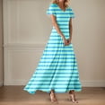 thumbnail image 3 of WILLBEST Vestido Largo De Mujer Con Cuello En V, Manga Corta, Cintura Alta, Estilo Bohemio, Para Verano, Vacaciones, Playa, Fluido, 3 of 3
