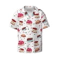 thumbnail image 4 of Uemuo Birthday Cake Pattern Cotton Linen Short Sleeve Shirts,Casual Lightweight Button Down Shirts,Vacation Beach Summer Tops-Small, 4 of 7