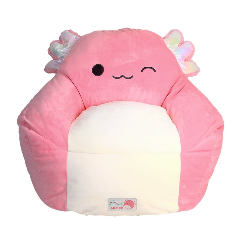 Squishmallows Official Archie Bean Bag Chair 30 in Wide Kids Squishy Soft Chair Pink White