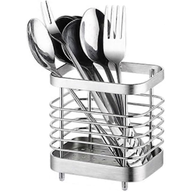 Cutlery Storage Drainer, Rack Basket For Knives, Forks, Spoons, Kitchen Utensils Cutlery Holder Stainless Steel, Silver-QJWL