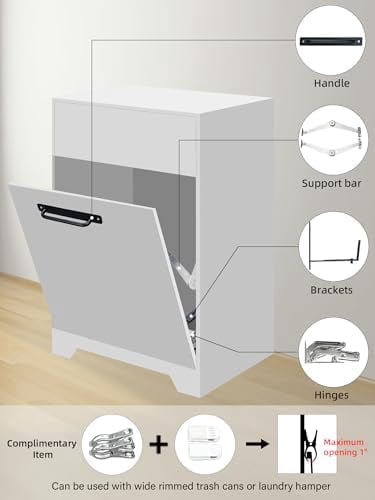 Tilt Out Trash Can Cabinet DIY Kit for Single Cabinet, Pet Proof Hidden Trash Can Cabinet Conversion Kit, Suitable for Kitchen, Bathroom, Living Room, and Dining Room