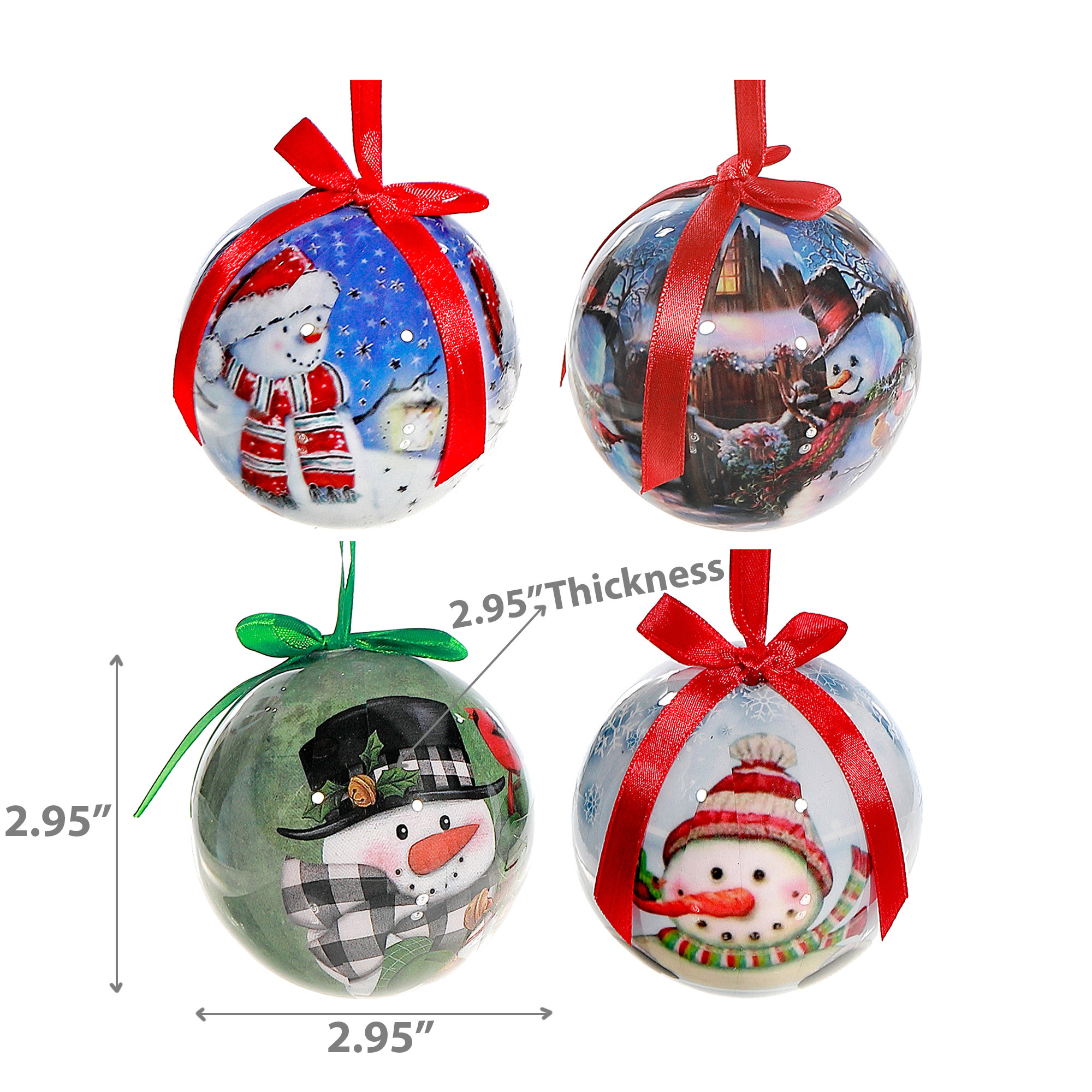 Snowman Ribbon Ornament (Asstd) (12/Disp) - Set of 12