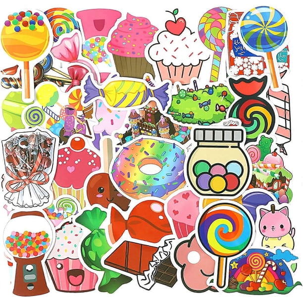 100 Pieces Cute Sweet Treats Candy Stickers, Waterproof Vinyl Decal Dessert Stickers Ice Cream Cupcake Stickers for Laptop, Water Bottle, Skateboard