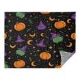 thumbnail image 2 of 70x55 Inches Glow in The Dark Blanket Cozy Throw Camping Blankets for Home and Outdoor Use Purple and Orange Halloween Icons, 2 of 8