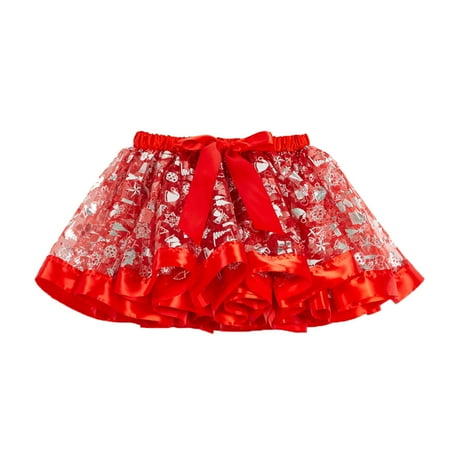 

FZM Christmas Kids Girls Christmas Dance Party Cartoon Tulle Skirt Ballet Skirts