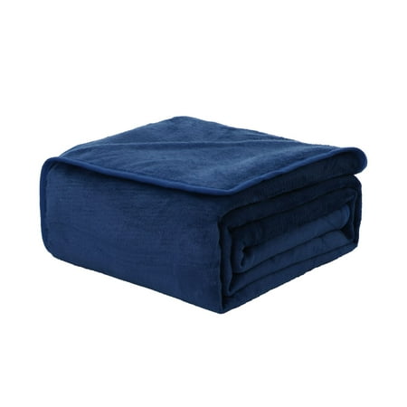 Navy Blue Blankets And Throws Ultra Soft Warm Microplush Flannel Fleece Throw Blanket for Bed Couch Sofa, Navy Blue King ()