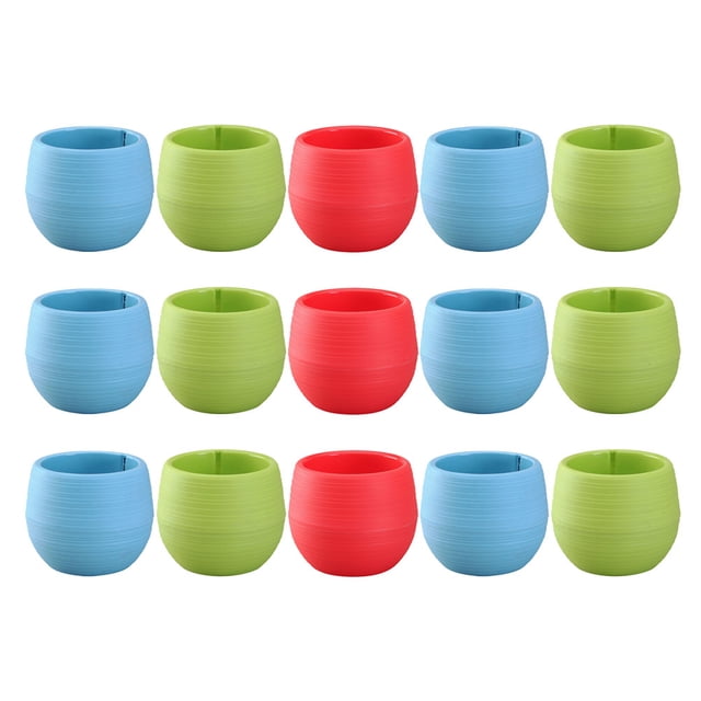 15pcs Watering Pot Colorful Planter Round Plastic Plant Flower Pot Home Decor