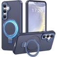 thumbnail image 2 of PYYAN-Compatible with Samsung Galaxy S24 Case with Magnetic Ring Stand, Military Drop Protection, Anti-Scratch/Anti-Fingerprint Translucent Matte Case for Samsung Galaxy S24 (Dark Blue), 2 of 4