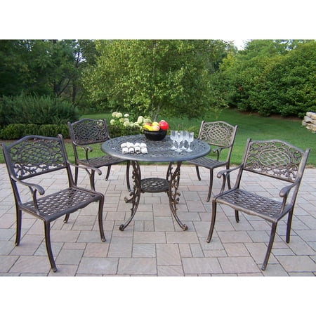 Oakland Living Mississippi Cast Aluminum 42 in. Patio Dining Set - Seats 4