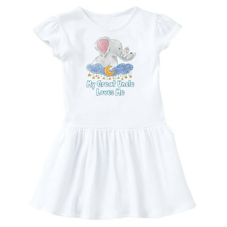 

Inktastic My Great Uncle Loves Me Cute Elephants Clouds Moon and Stars Gift Toddler Girl Dress